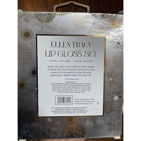 Ellen Tracy Lip Gloss Set 4pc Each 0.10oz NIB Winter Pinks Snowflakes Diamonds - Picture 4 of 5